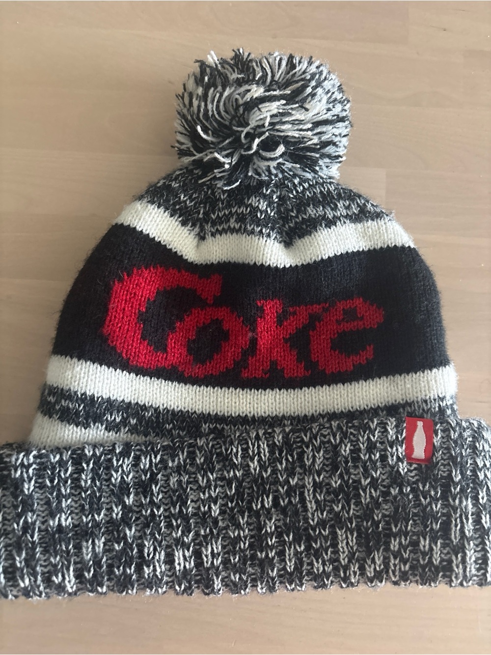 Coca Cola Black, White & Red Knit Pom Beanie
